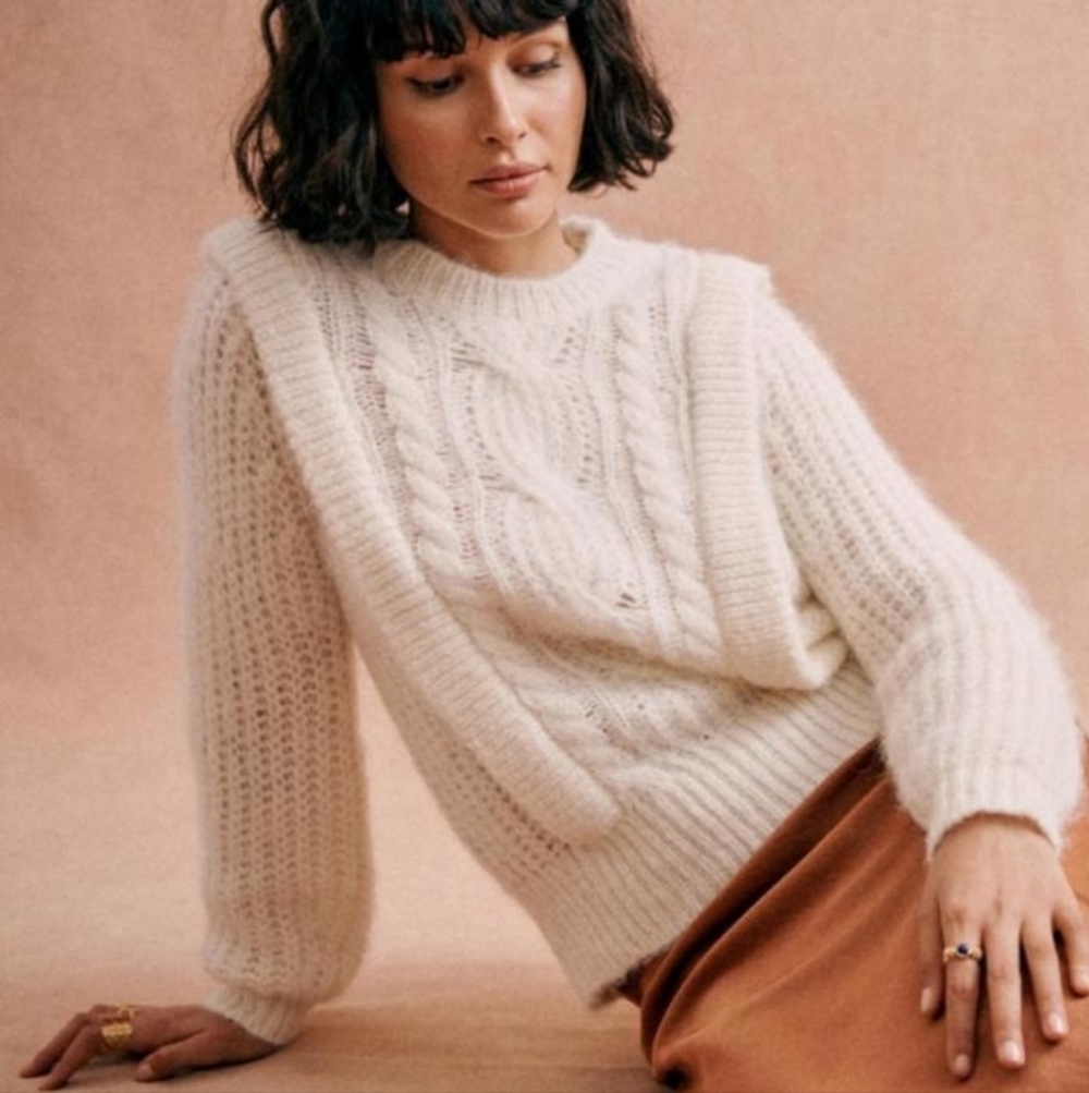Sezane Prune Jumper In Ecru Size L
